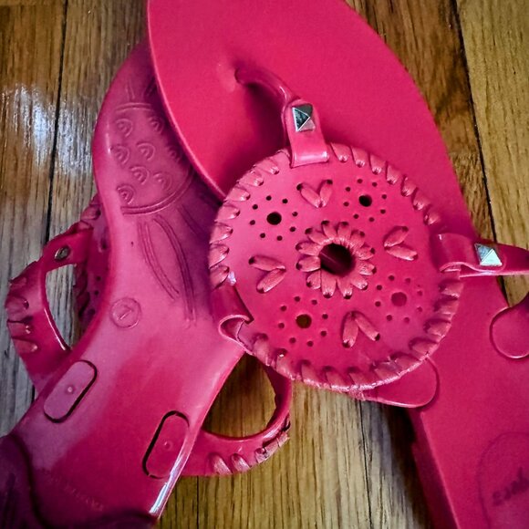 Jack Rogers Georgia Jelly Sandals Flip Flops Bright Pink/Coral - Picture 2 of 3